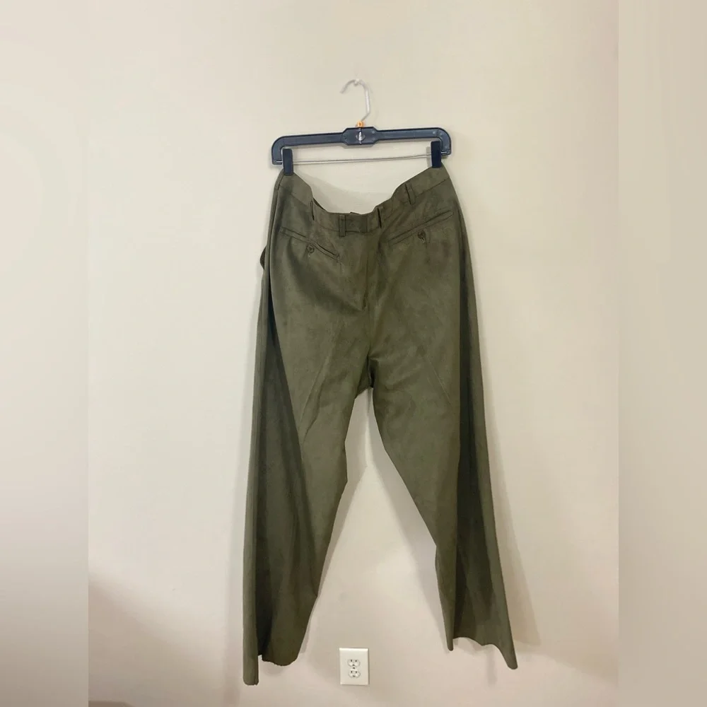 New Vintage CREME DE SILK Olive Green Poly & rayon Mix Pant Mens Size L Waist 36